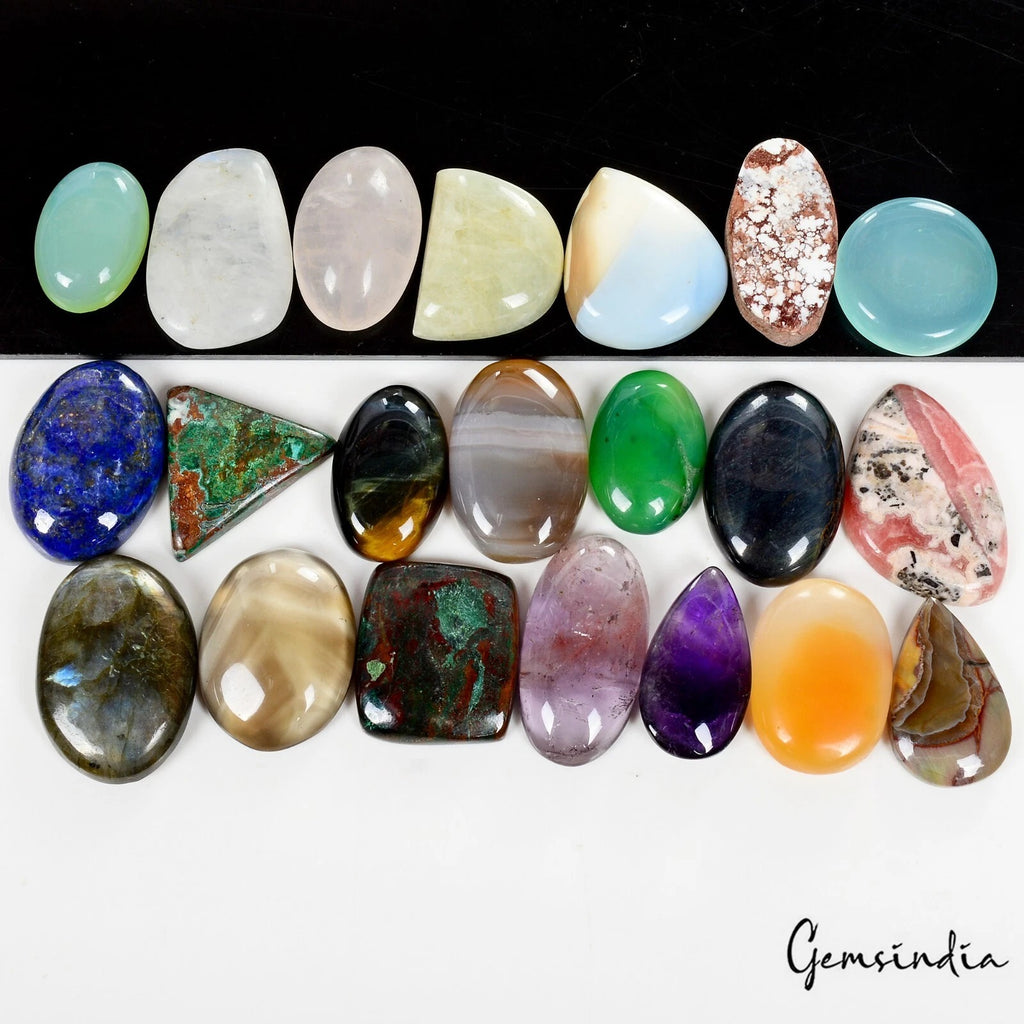 Labradorite Lot, Cabochon, Color Enhanced, Multi Color — 21 Pieces, 20mm to 30mm, 500 Ct