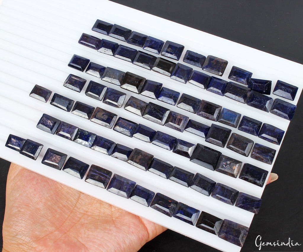 720 Ct/75 Pcs Natural Blue Sapphire Baguette Cut Loose Gemstones Lot For Jewelry