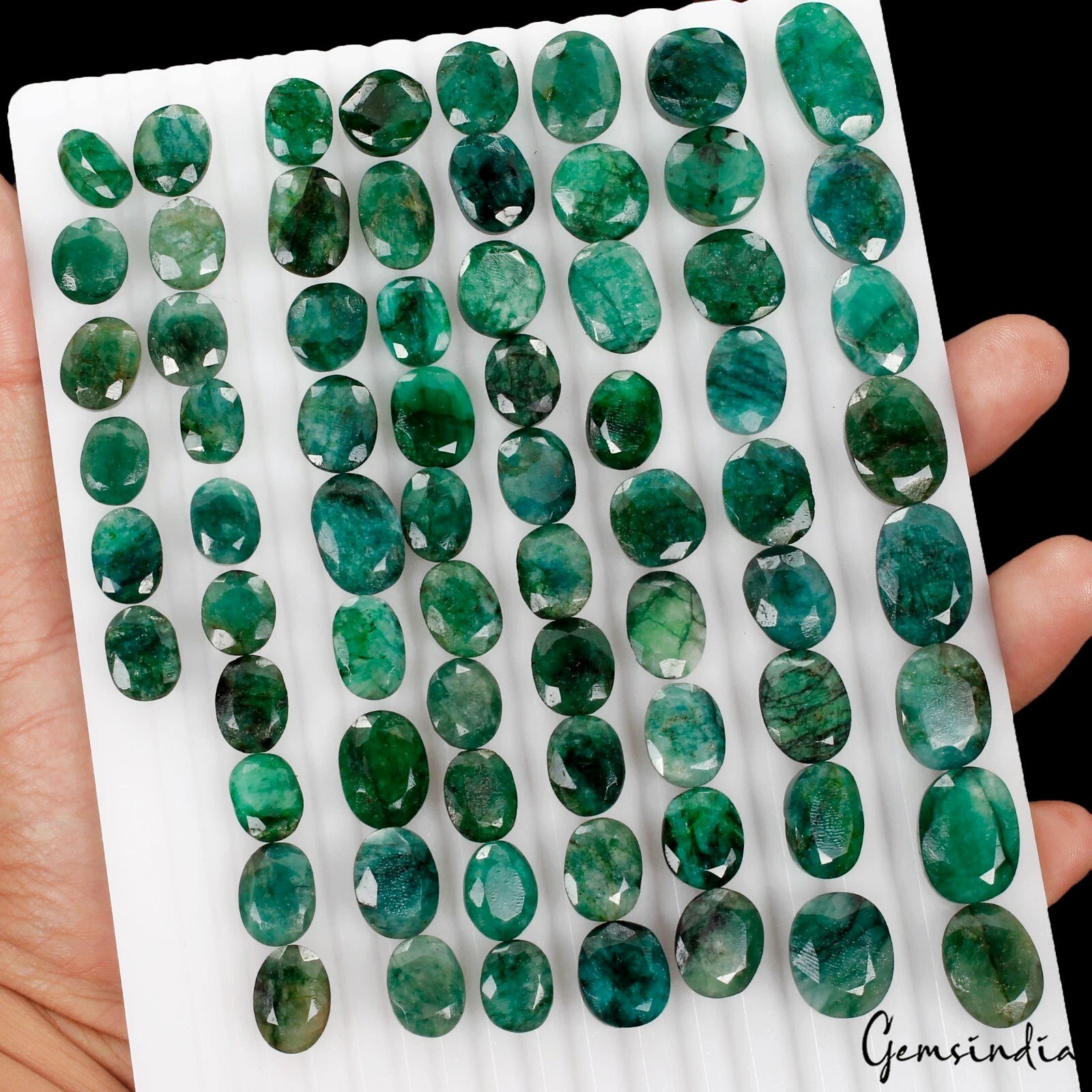 600 Ct/70 Pc Natural Green Zambian Emerald Loose Gemstones Lot Oval Cut 11-21mm