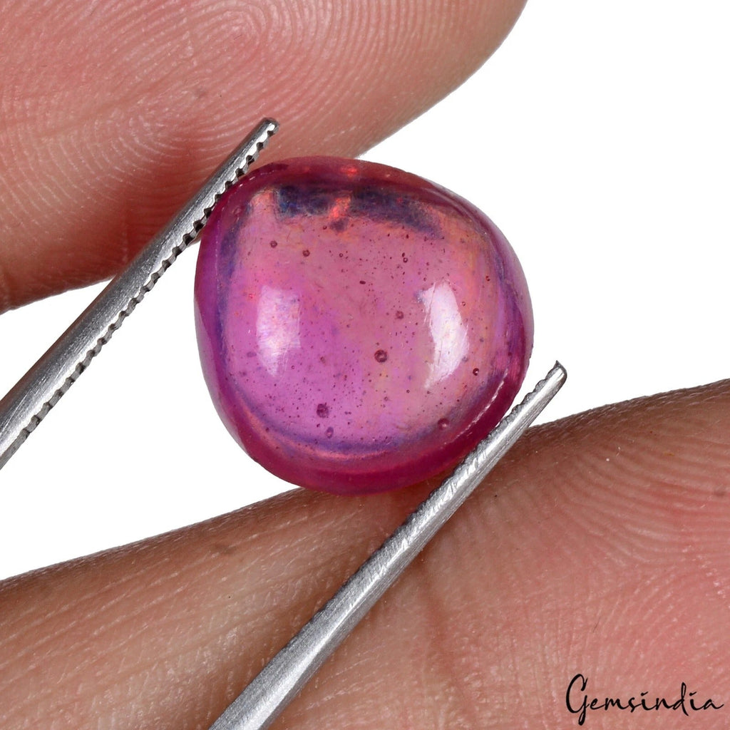 9.10 Natural Red Pink Ruby Pear Cab Loose Ring Size Certified Gems For Jewelry