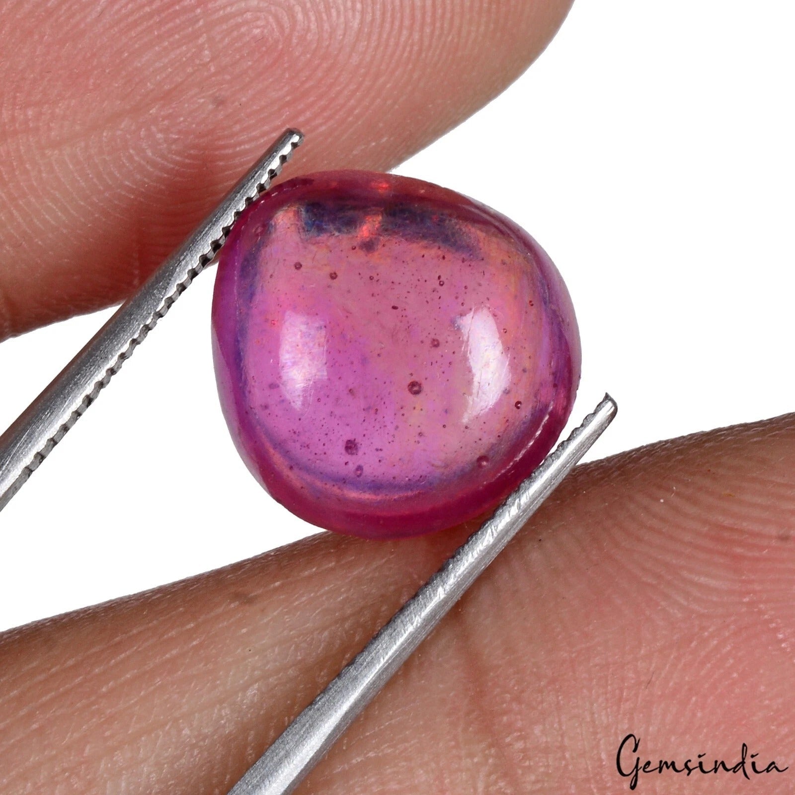 9.10 Natural Red Pink Ruby Pear Cab Loose Ring Size Certified Gems For Jewelry
