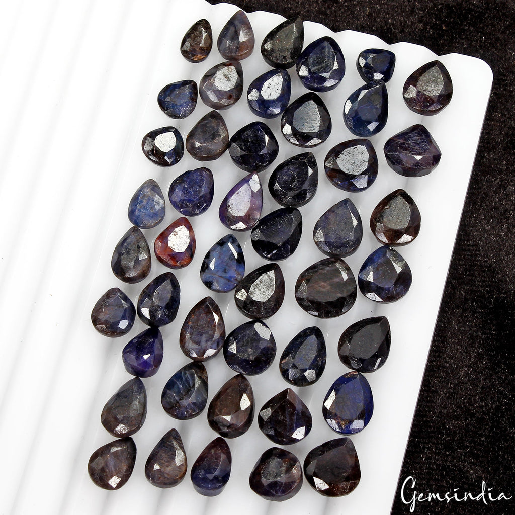 178.50 Ct/46Pc Natural Blue Sapphire Pear Cut Loose 8-12mm Gemstones For Jewelry