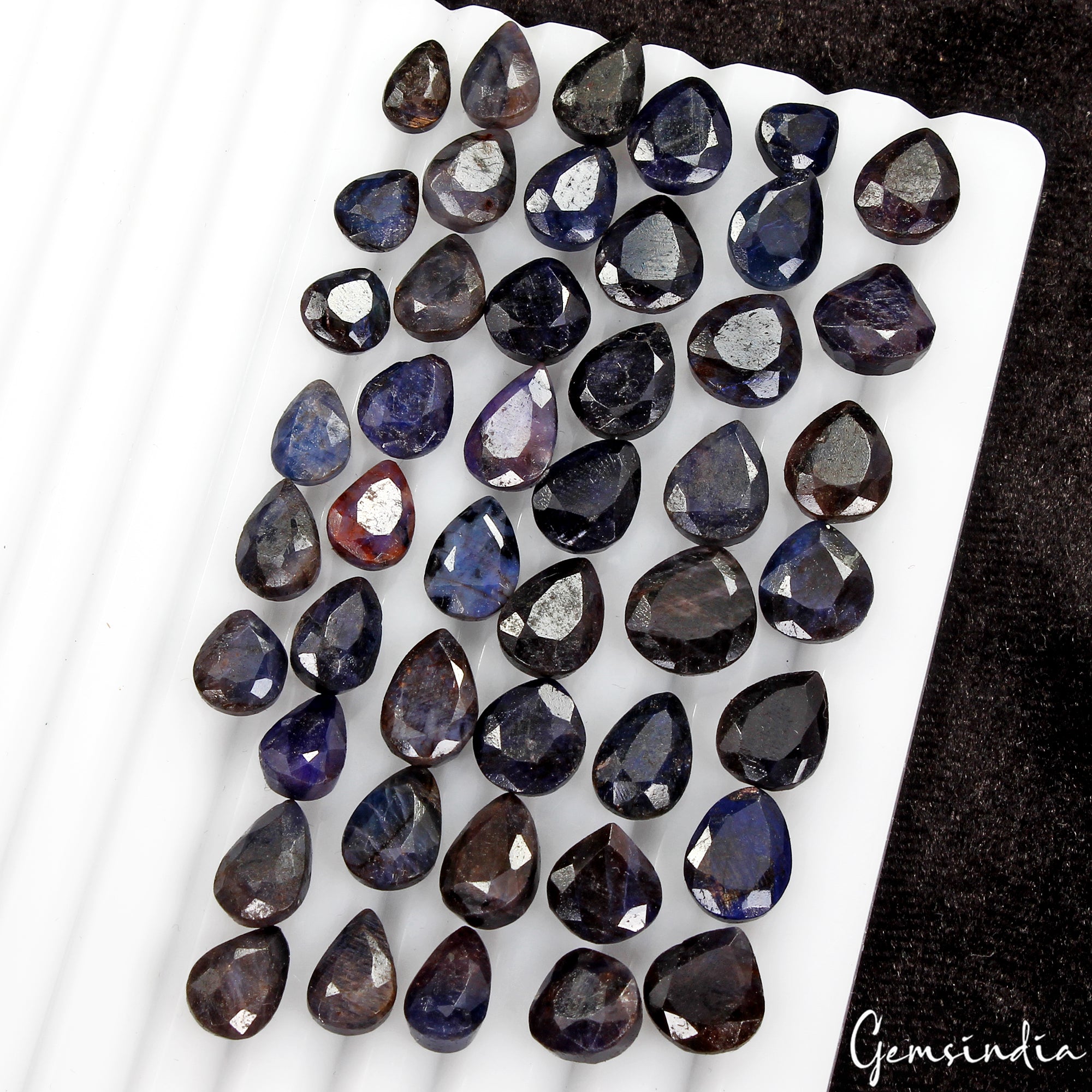 178.50 Ct/46Pc Natural Blue Sapphire Pear Cut Loose 8-12mm Gemstones For Jewelry