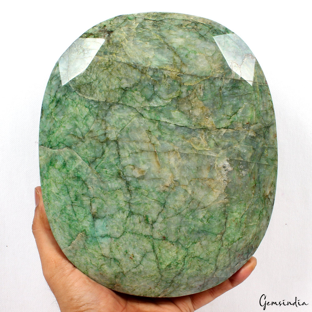Large Natural Green Emerald 4.7 kilo Oval Cut Faceted Earth Mined Huge Gemstone
