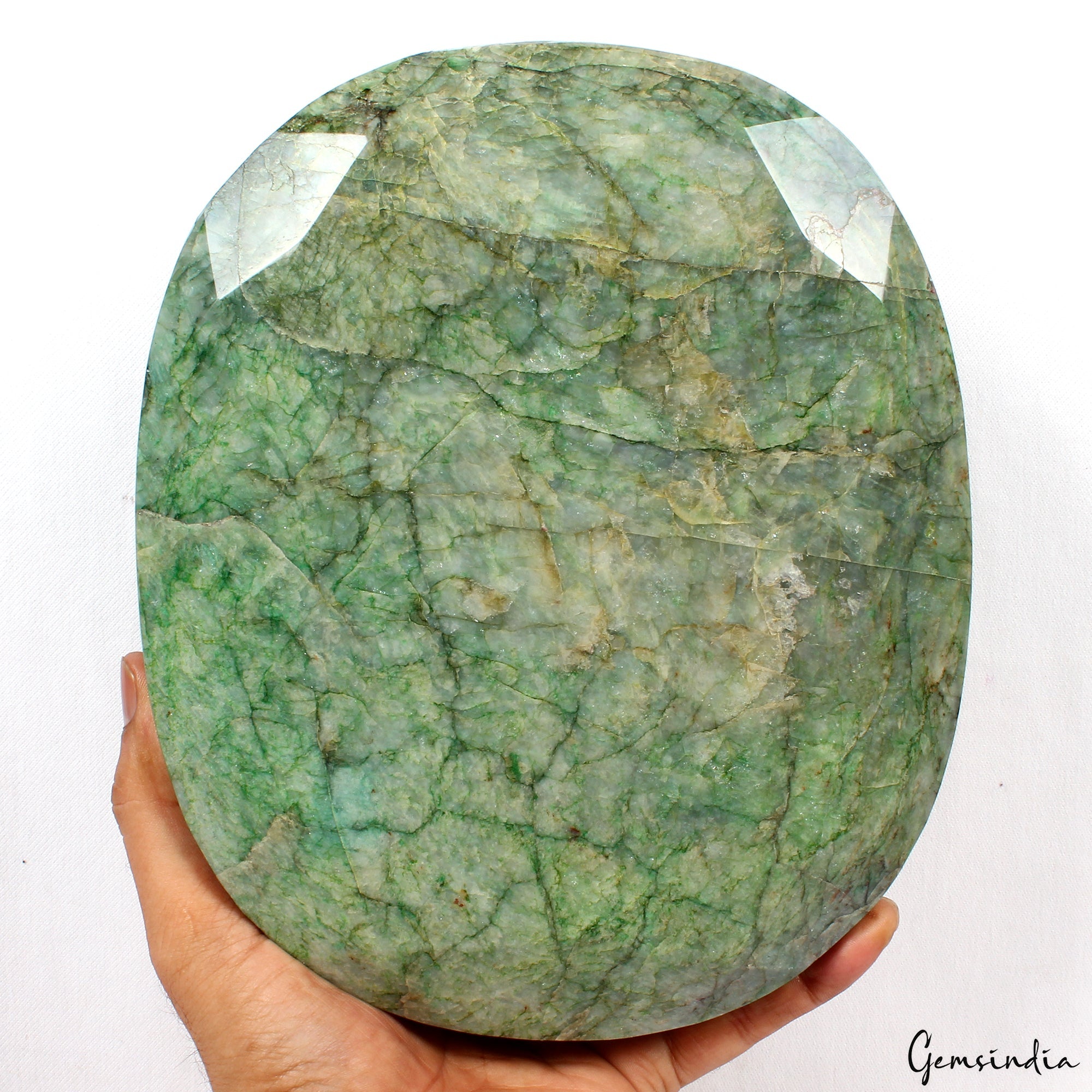 Large Natural Green Emerald 4.7 kilo Oval Cut Faceted Earth Mined Huge Gemstone