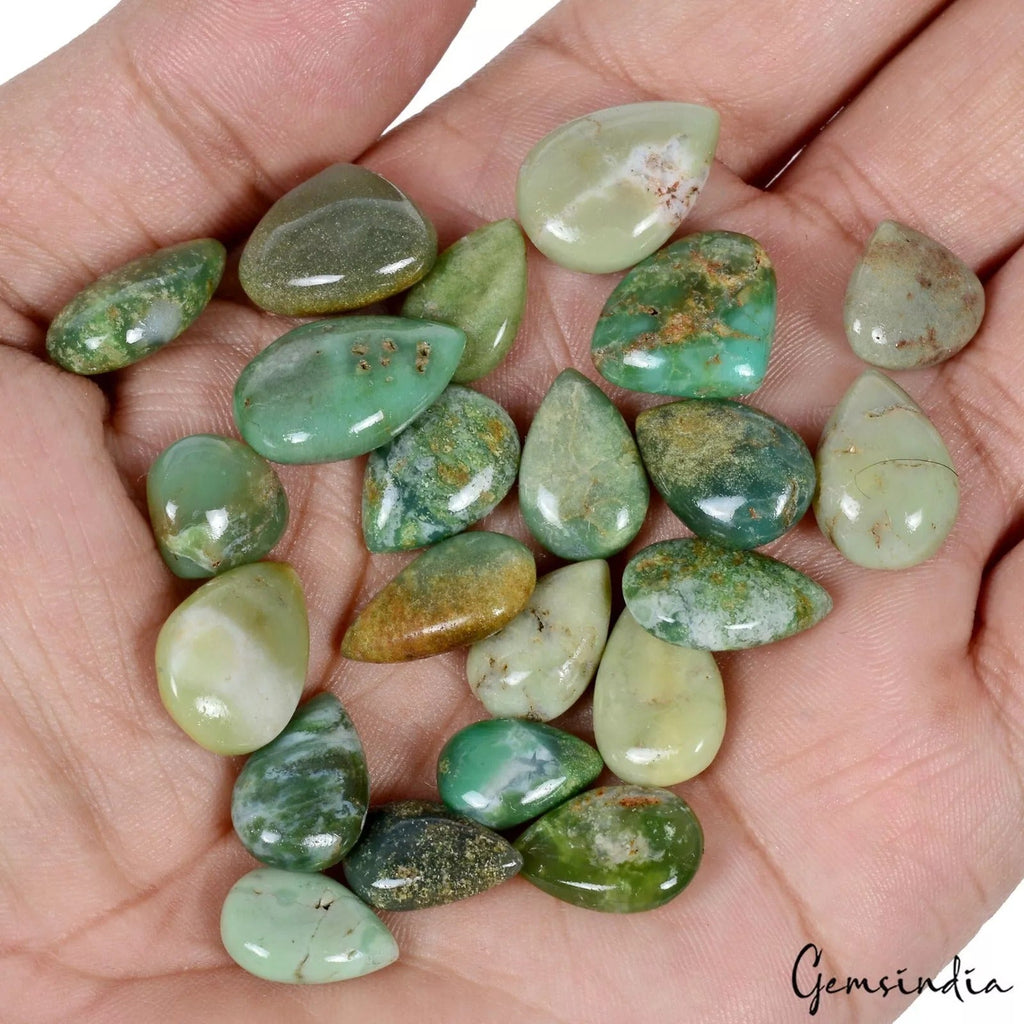 143.50Ct Natural Untreated Chrysoprase Pear Cab Loose Gems Lot 22 Pc For Jewelry