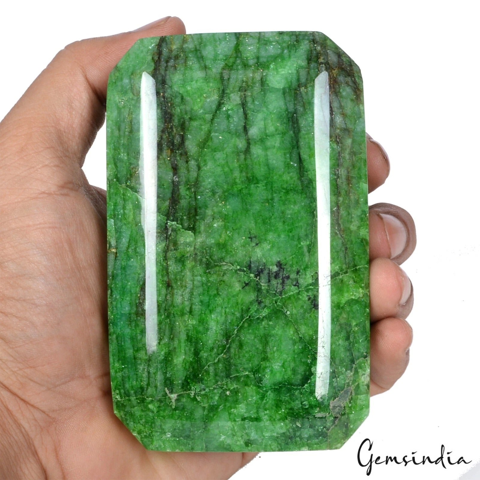 700 Gram Natural Green Emerald Octagon Cut Faceted Earth Mined Loose Gemstone