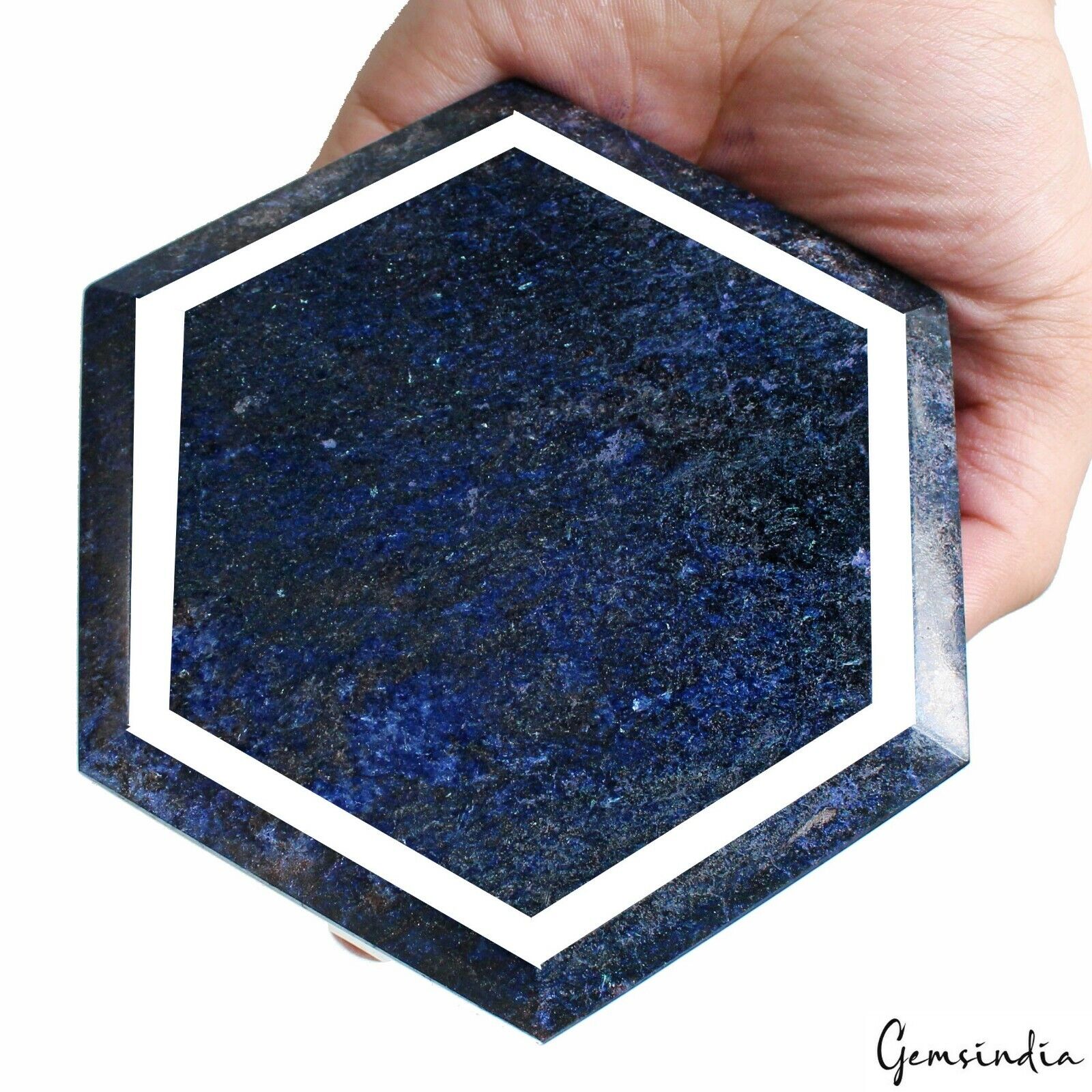 5100 Cts 100% Natural Blue Sapphire Hexagon Cut Gemstone from Madagascar W Stand