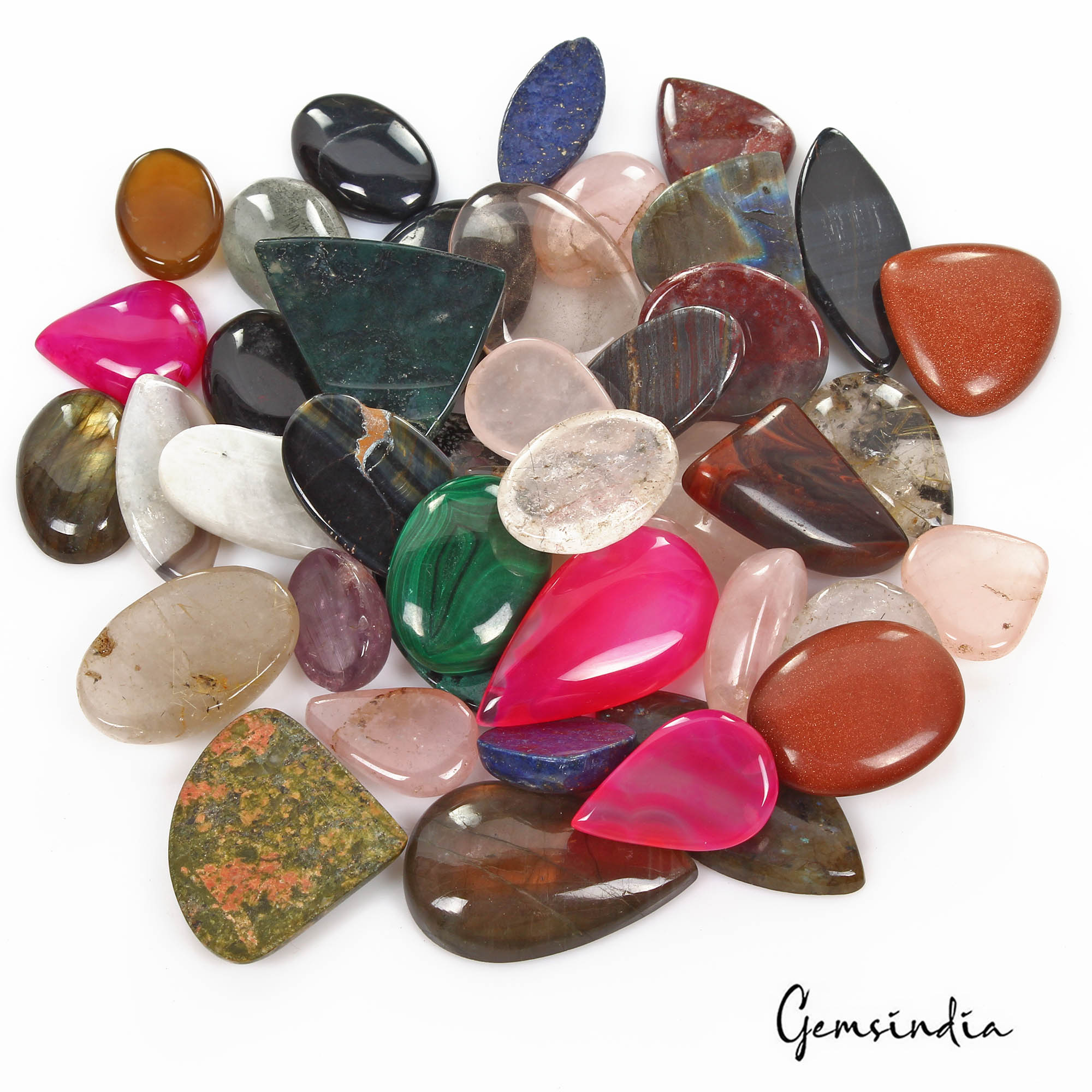 1400 Ct/42Pcs Natural Multi Color Treated & untreated Mix Cab Gems Wholesale Lot