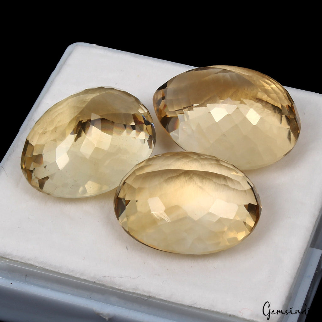 81.60 Ct Natural Untreated Yellow Citrine Mix Cut Faceted Loose Gemstone Lot 3Pc
