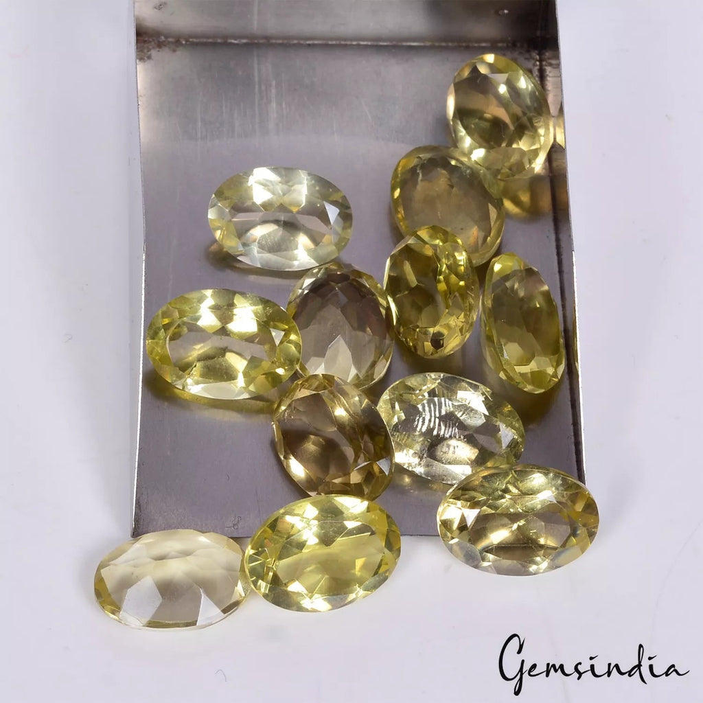 70.20 Cts Natural Lemon Quartz Citrine Oval Cut Loose 13-14mm Gemstones~ 12 pcs