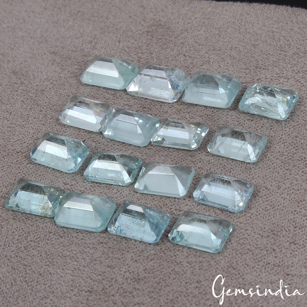 8x6mm Natural Aquamarine Octagon Cut Lot 16 Pcs 22.00 Cts Loose Certified Gems