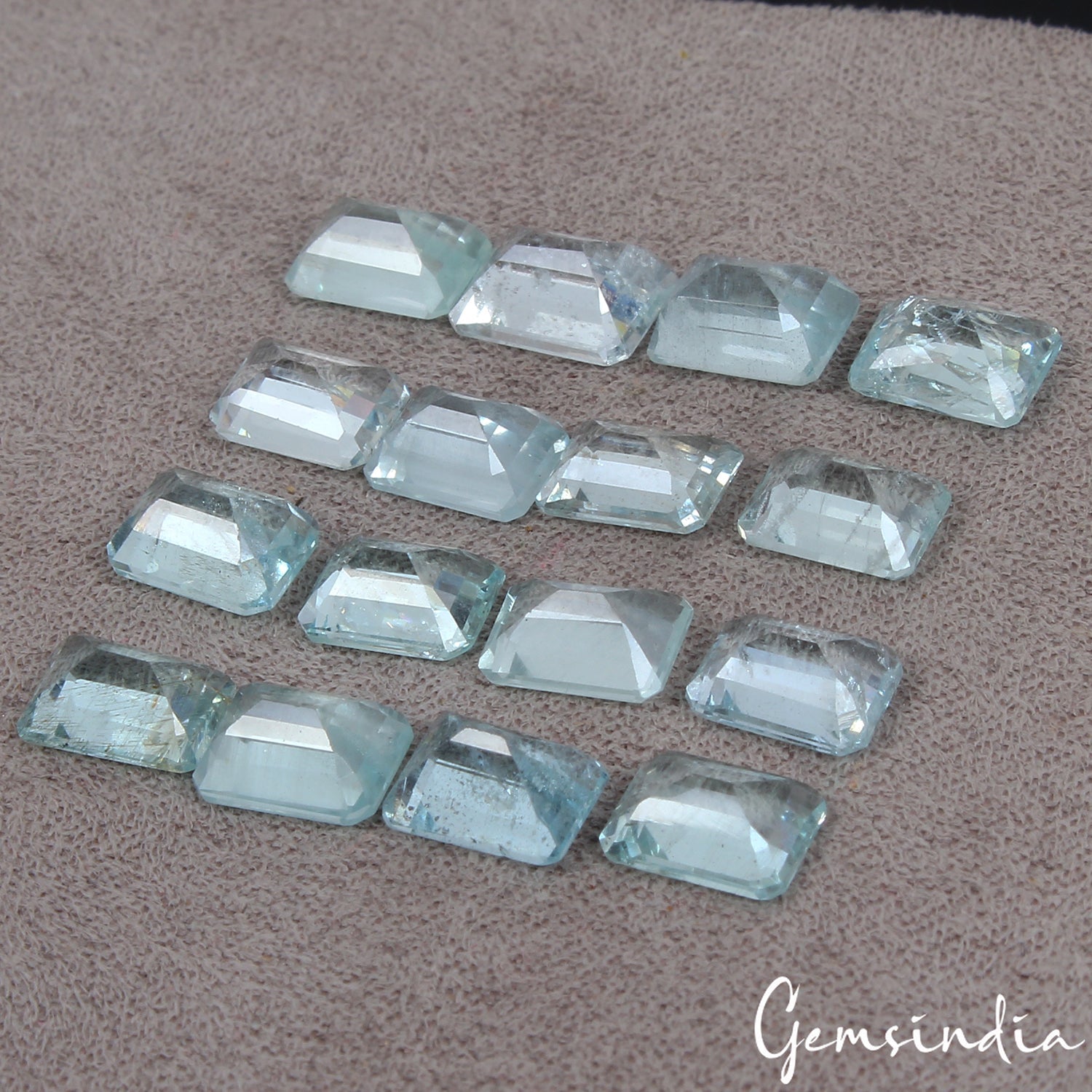 8x6mm Natural Aquamarine Octagon Cut Lot 16 Pcs 22.00 Cts Loose Certified Gems