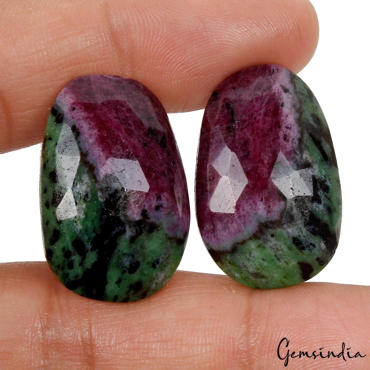 65.50 Ct Natural Untreated Ruby In Zoisite Fancy Checker Cut Loose Gems 1 Pair
