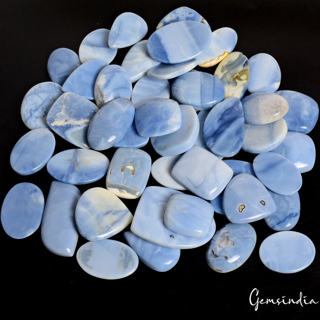 45 Pcs Natural Blue Opal 22-39mm Loose Cabochon Gemstones Wholesale Lot 1250 Ct