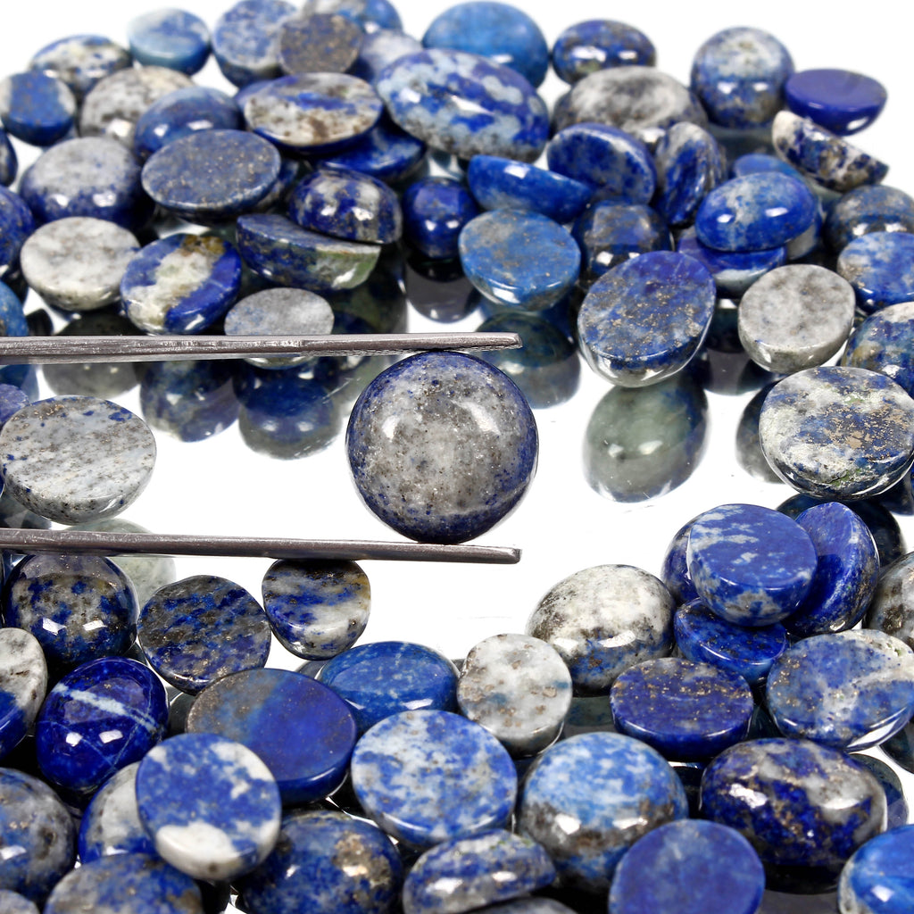 Lapis Lazuli Lot, Cabochon, Color Enhanced, Blue — 106 Pieces, 8mm to 16mm, 520 Ct, Afghanistan