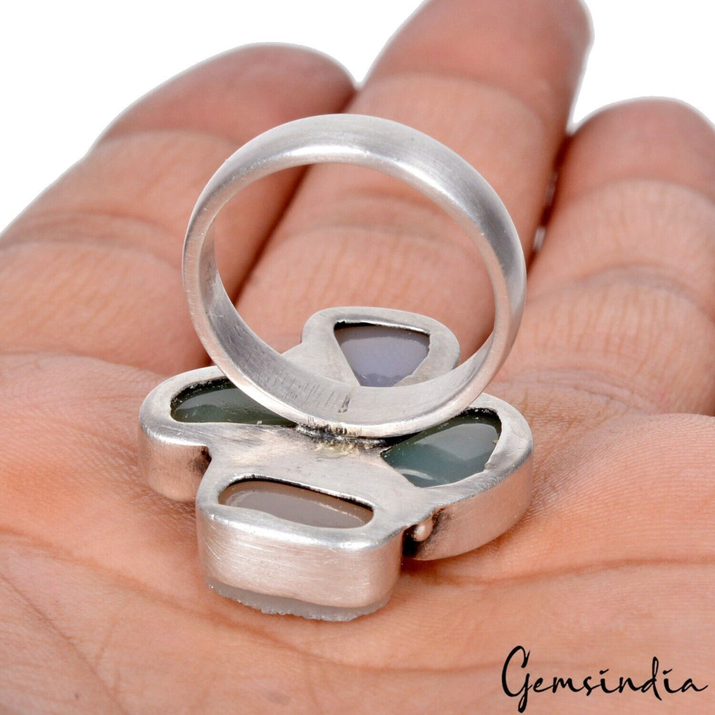 9 Gm Beautiful Onyx Druzy Glittery Handmade Silver Ring Jewelry For Women~6.5 US