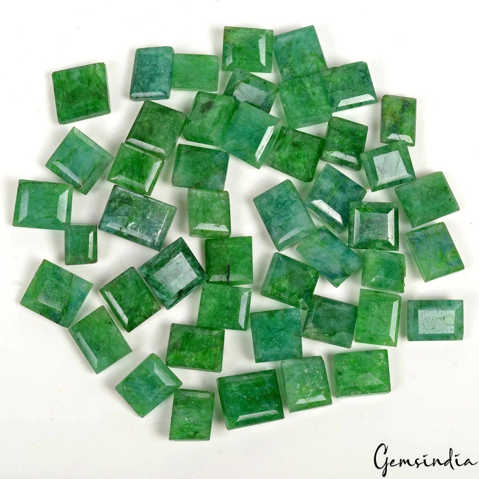 Emerald Lot, Loose Gemstone, Color Enhanced, Green — 46 Pieces, 11mm to 19mm, 630 Ct, Brazil