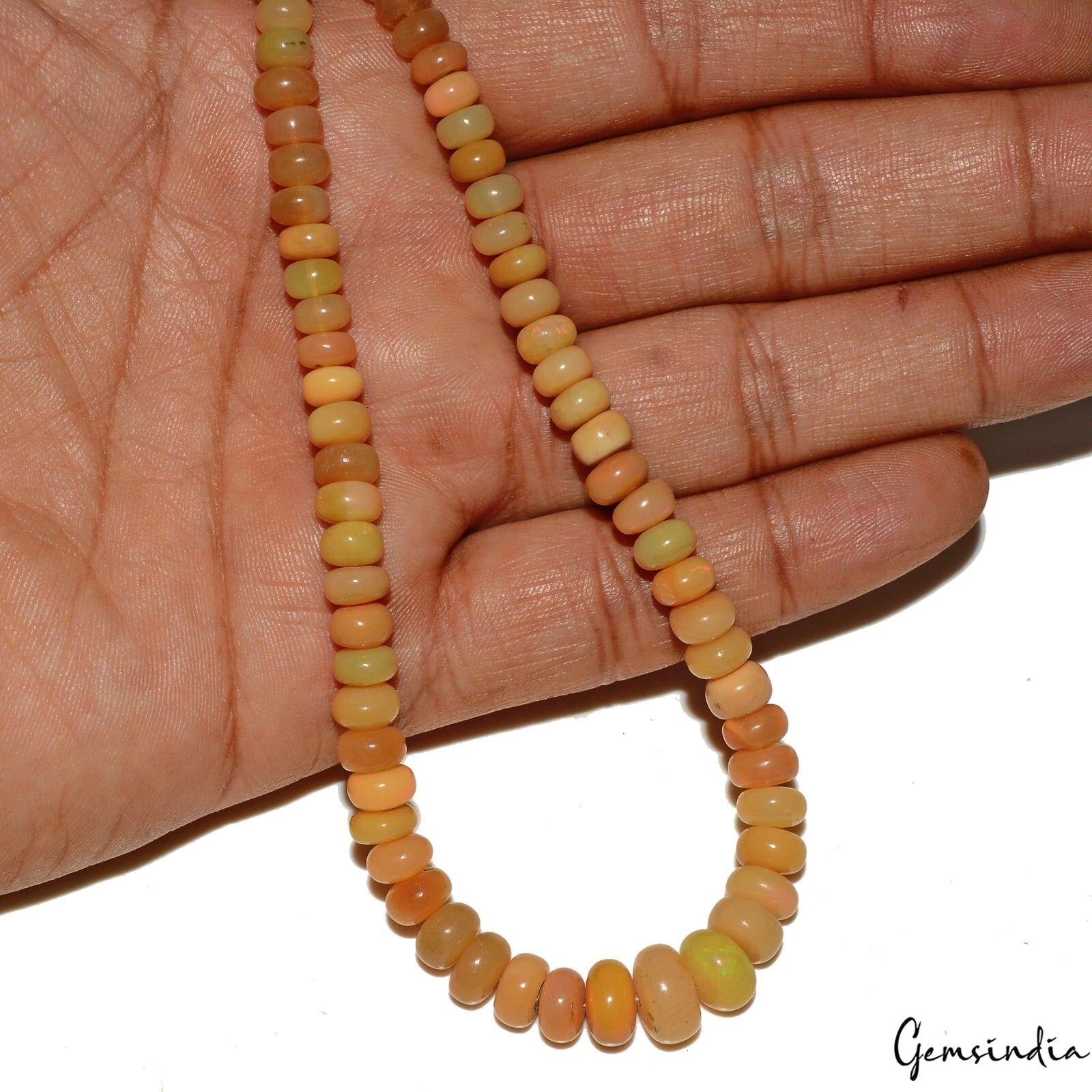 AAA Natural Ethiopian Opal Smooth Rondelle 5-10mm Gemstone Beads Strand 17 Inch