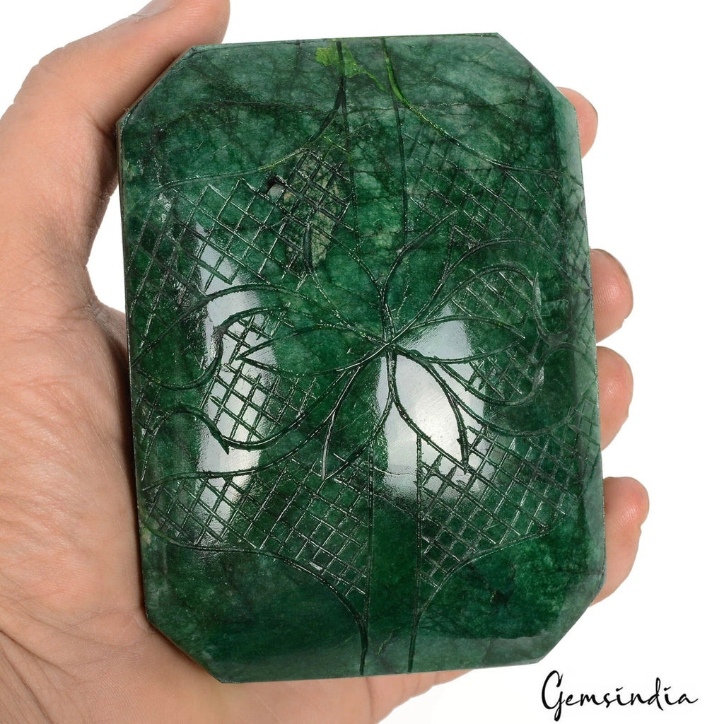 Certified 2590 Cts Natural Brazilian Green Emerald Octagon Cut Hand Carved Gems