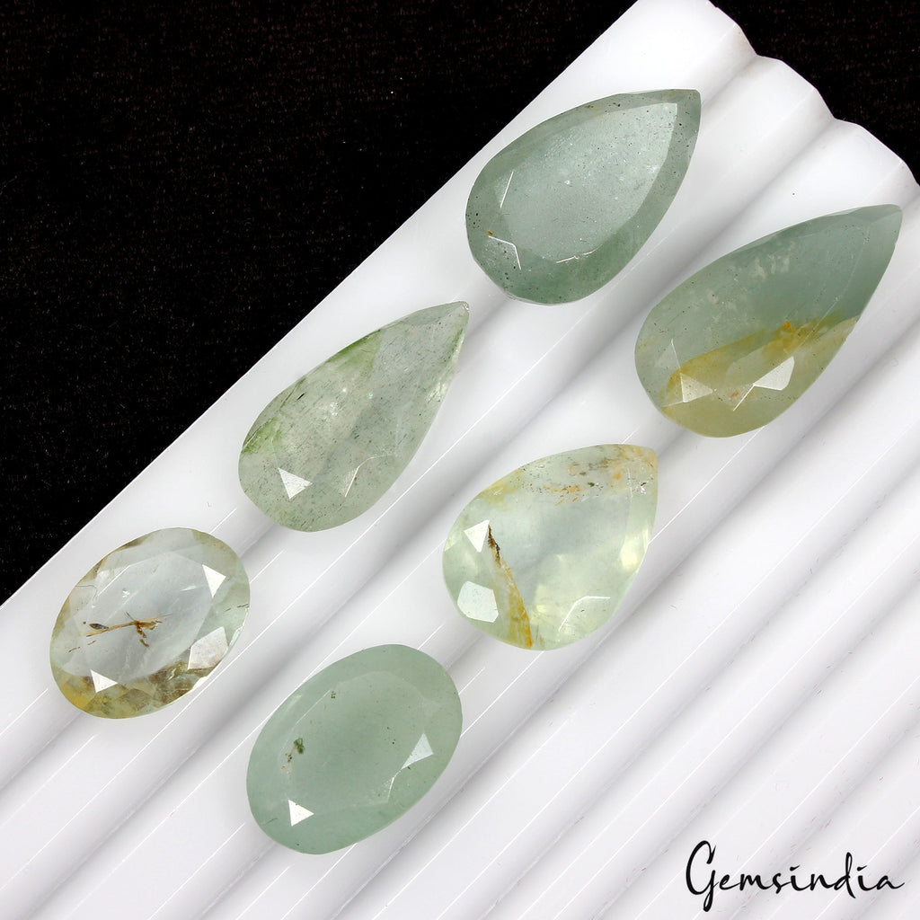 Certified 93.00Ct/6 Pc Natural Green Aquamarine Mix Cut Loose Unheated Gemstones