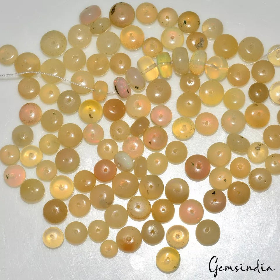 64.90 Ct/108 Pcs Natural Multi Shine Ethiopian Opal Loose Drill Bead Gem