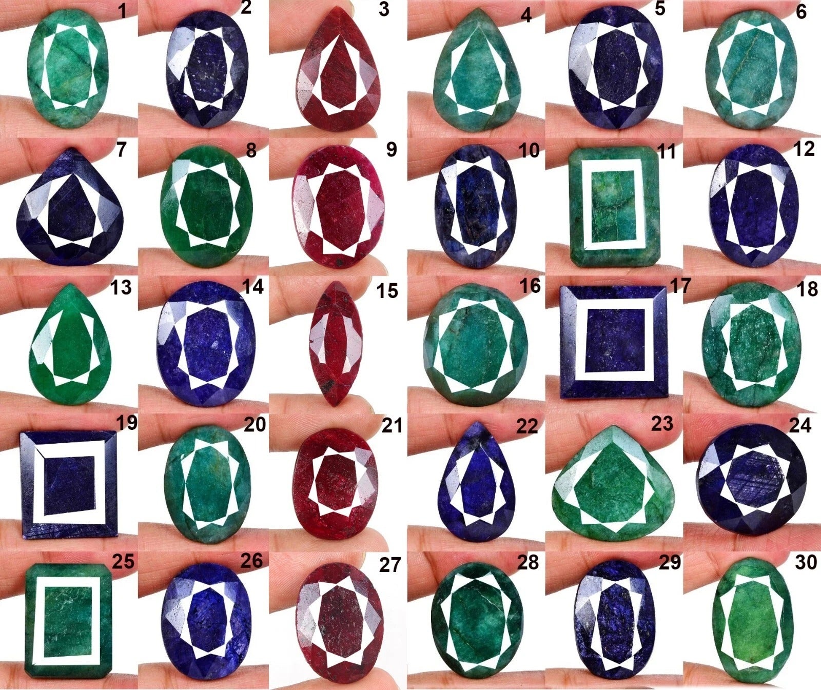 Ruby Lot, Loose Gemstone, Color Enhanced, Multi Color — 30 Pieces, 22mm to 42mm, 2163.50 Ct, Madagascar