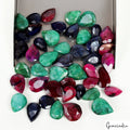 470 Ct Natural Multi Emerald Ruby Sapphire Pear Faceted Loose Gemstones 13-19mm