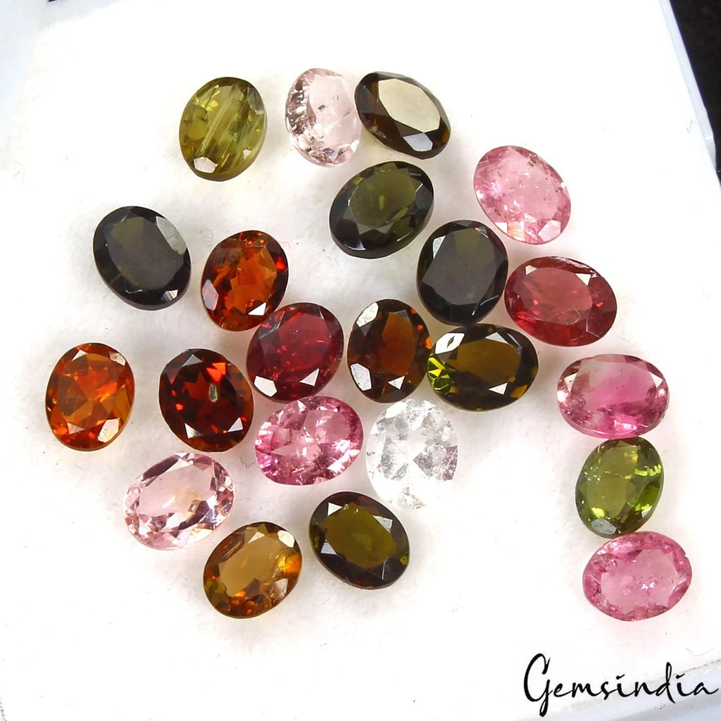 22 Pcs Natural Multi-Color Tourmaline Oval Cut 5x4mm Loose Untreated Gemstones