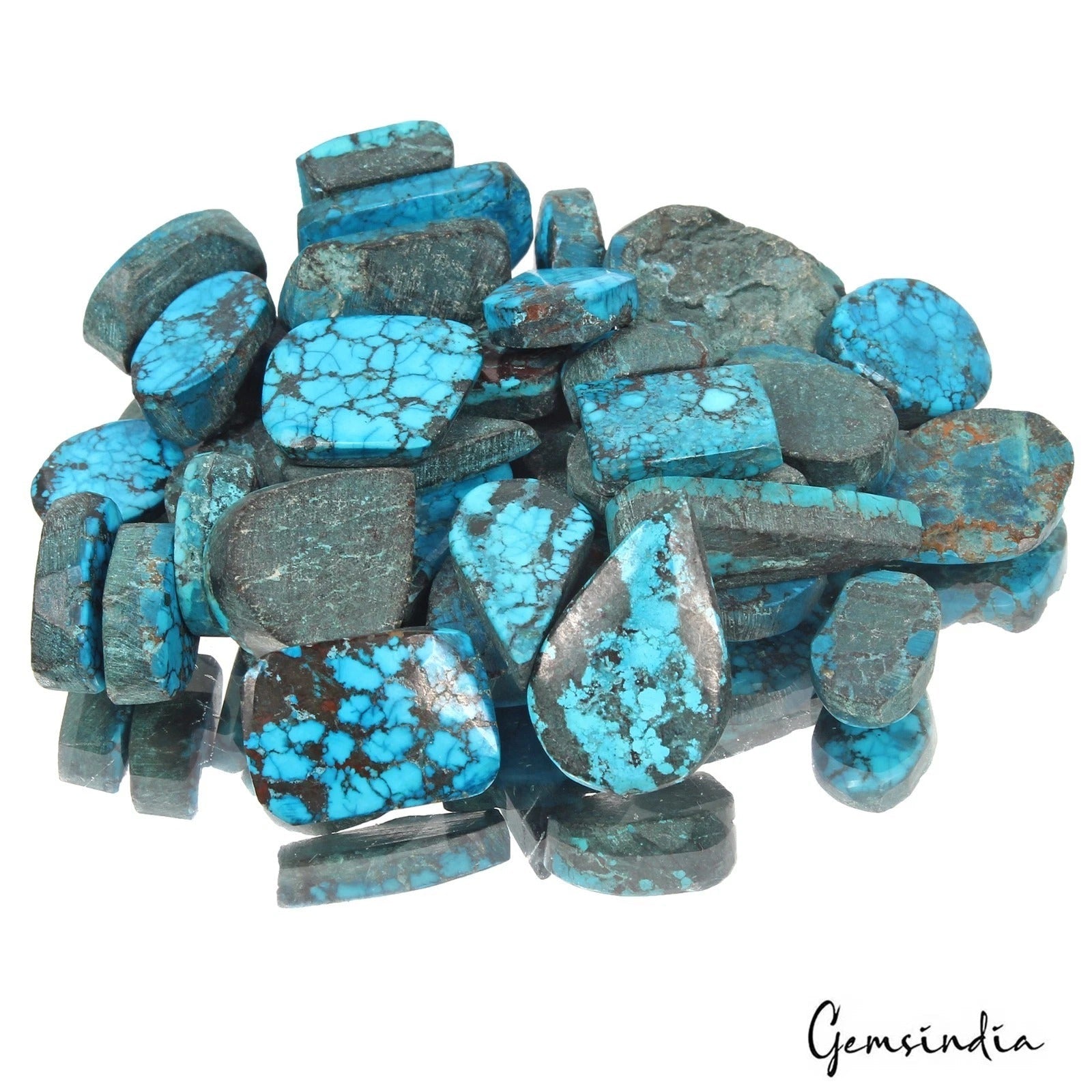 380 Cts/36 Pcs Natural Blue Arizona Spider Web Turquoise Mix Cab Loose Gems Lot