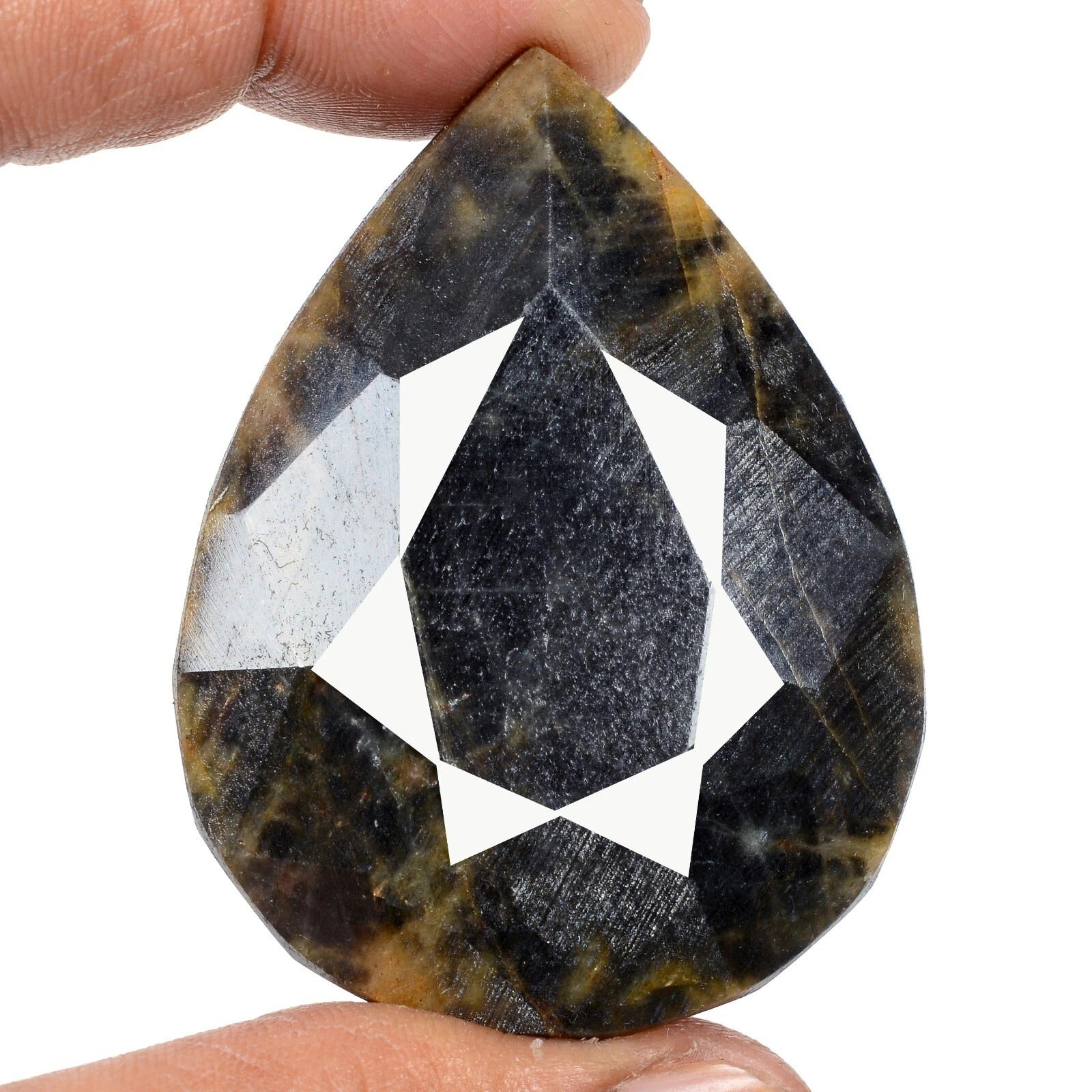Certified 600 Cts Natural Untreated Black Brown Sapphire Pear Cut Huge Loose Gem