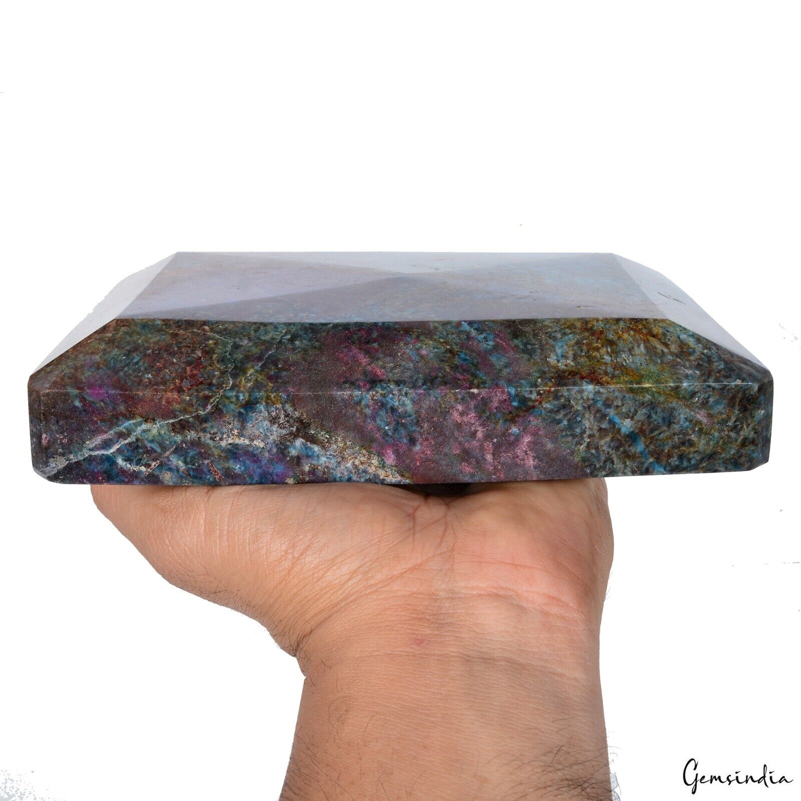 2.8 Kg Natural Ruby Kyanite Octagon Cut Faceted Untreated Museum Grade Gemstone