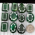 575 Cts/11 Pcs Natural Finest Green Emerald Mix Cut Loose Gemstones 23-32mm Lot