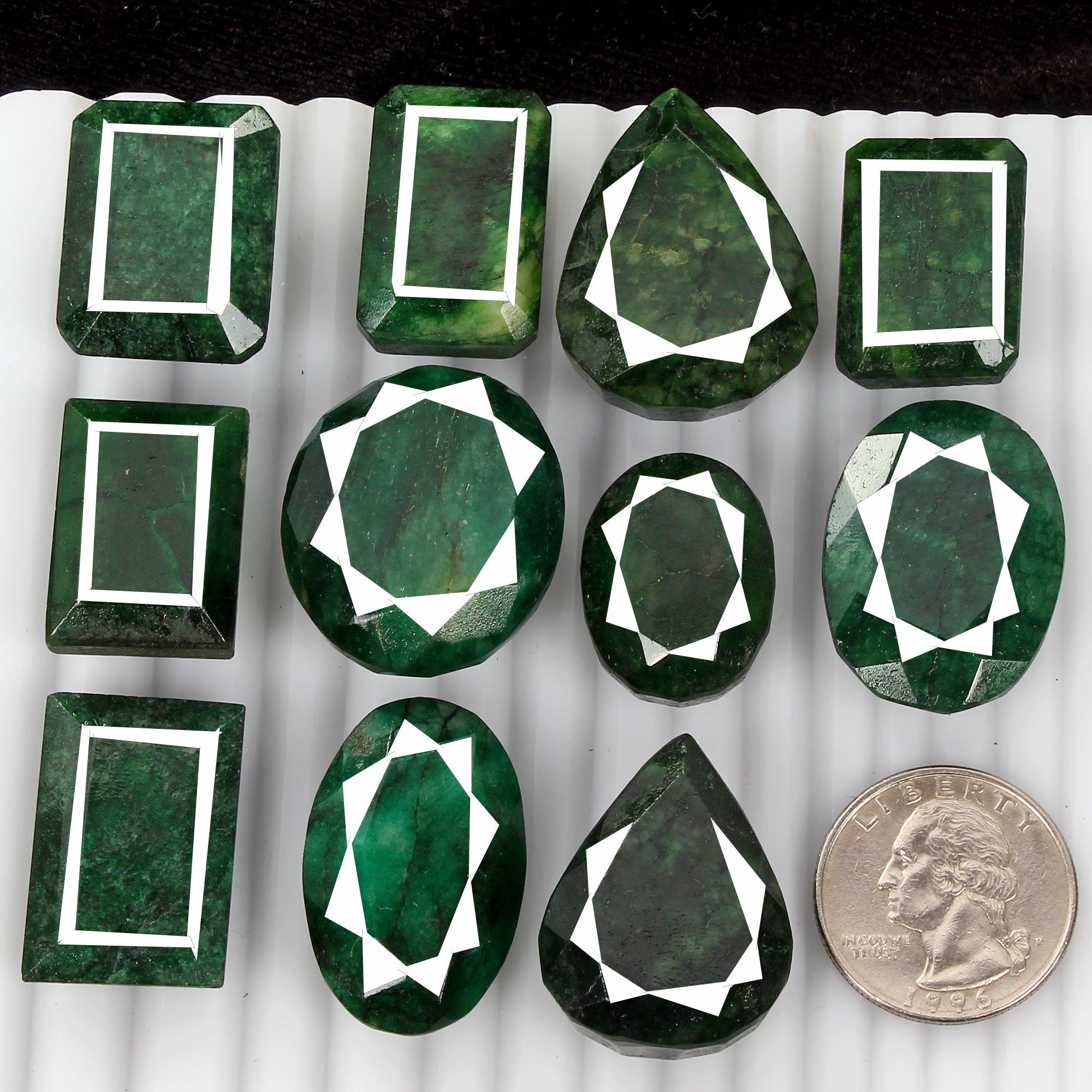 575 Cts/11 Pcs Natural Finest Green Emerald Mix Cut Loose Gemstones 23-32mm Lot