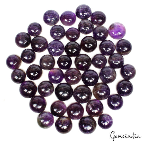 Amethyst Lot, Cabochon, Untreated, Purple — 46 Pieces, 13mm to 17mm, 550 Ct, Brazil