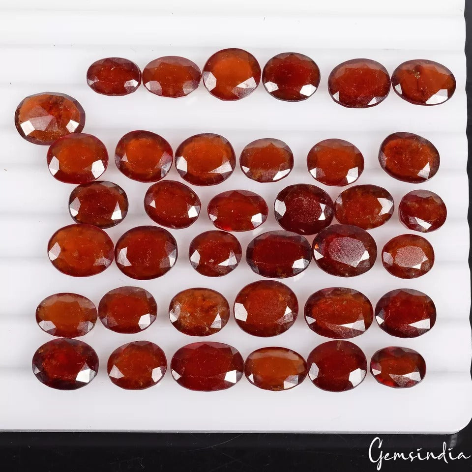 Certified 146 Ct/37 Pcs Natural Untreated Ceylon Hessonite Garnet Oval Rare Gems