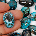 19 Pcs Natural Blue Copper Turquoise Cabochon Shape Loose Oval Gemstones ~500 Ct