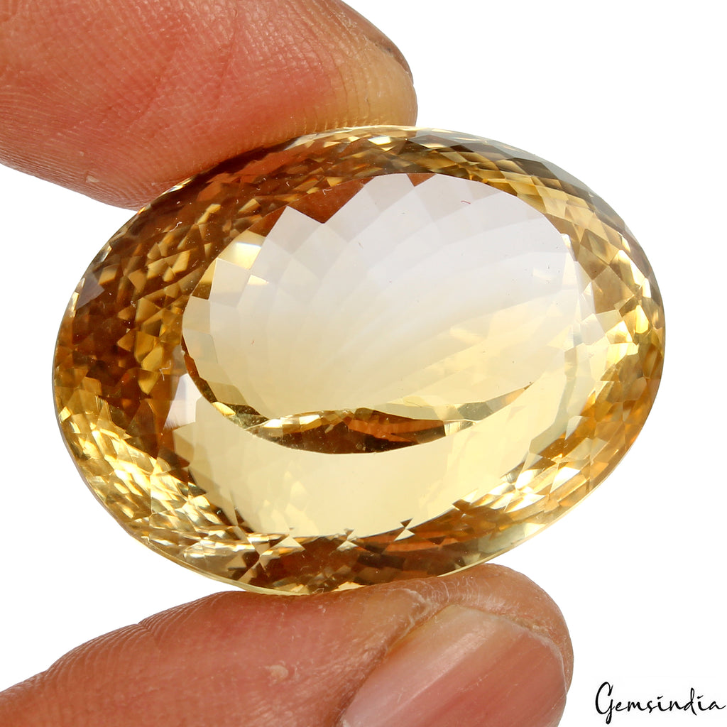 Citrine Loose Gemstone, Untreated, Yellow — 30x22x22mm, 81.60 Ct, Brazil