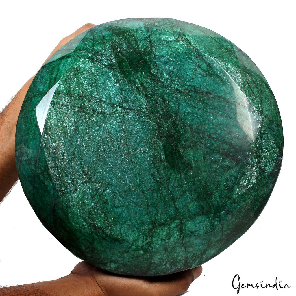 Giant 14.35 Kg Natural Emerald Brazil Gemstone-Huge Round Cut 11.5" Masterpiece