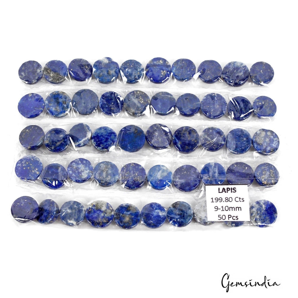 Natural Lapis Lazuli Round Cabochon Loose Gemstone Lot 50 Pcs 9-10mm/199.80 Cts