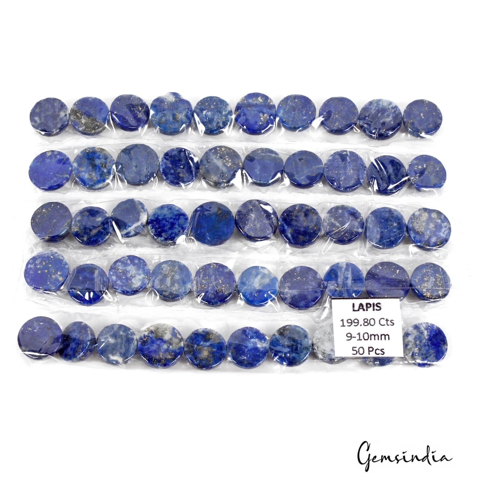 Natural Lapis Lazuli Round Cabochon Loose Gemstone Lot 50 Pcs 9-10mm/199.80 Cts