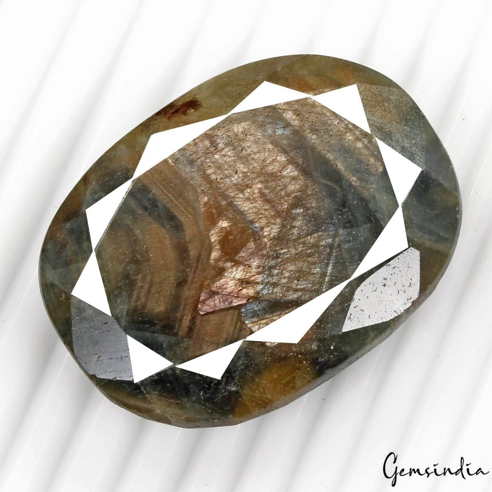 Blue Sapphire Loose Gemstone, Untreated, Brown — 53x40x16mm, 445 Ct, Madagascar