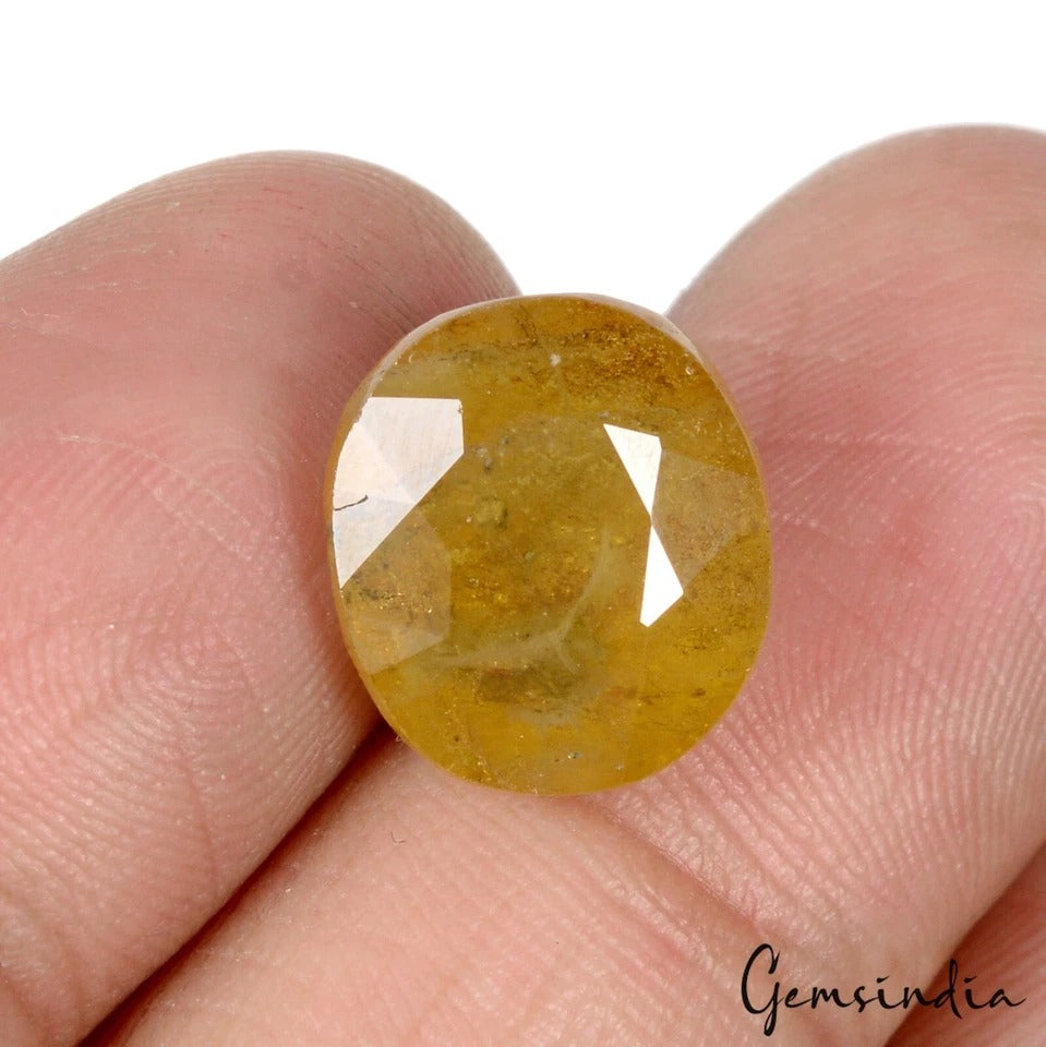 Yellow Sapphire Loose Gemstone, Untreated — 13x11x7 mm, 9.50 Ct