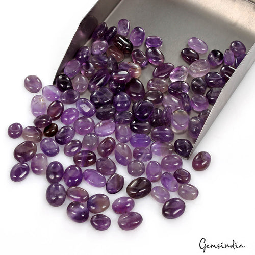 Amethyst Lot, Cabochon, Oval Cabochon, Untreated — 104 Pieces, 9mm to 17mm, 440 Ct