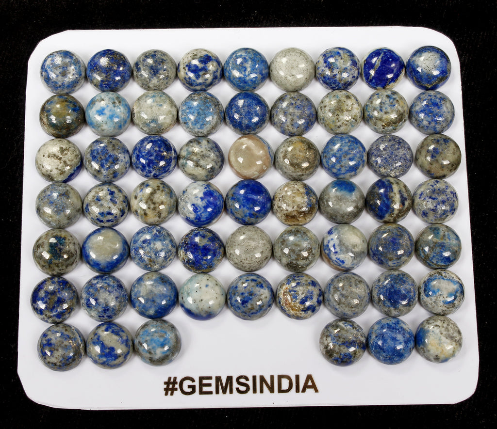 60 Pcs Natural Untreated Lapis Lazuli 11mm Round Loose Cabochon Gemstones Lot