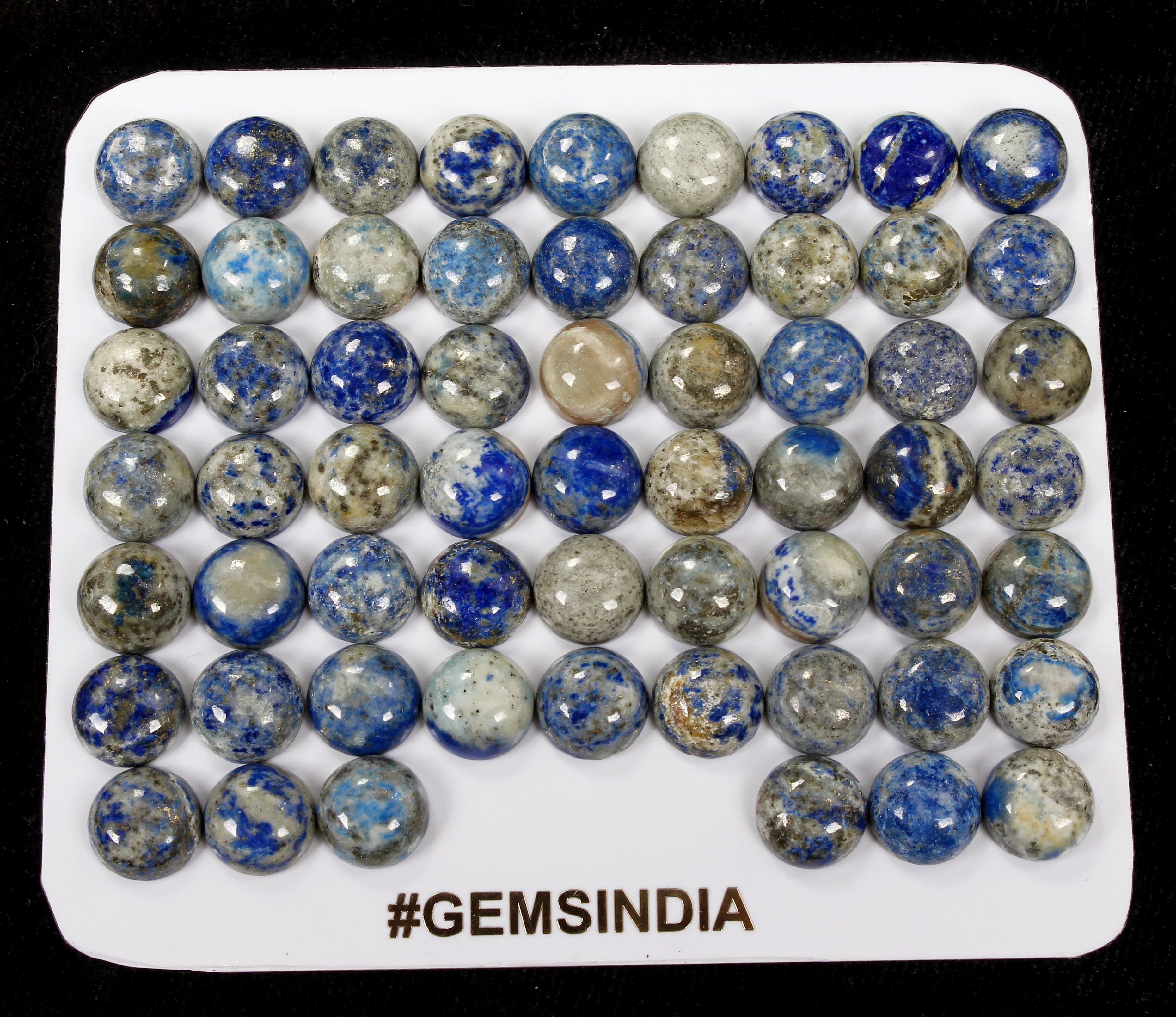 60 Pcs Natural Untreated Lapis Lazuli 11mm Round Loose Cabochon Gemstones Lot