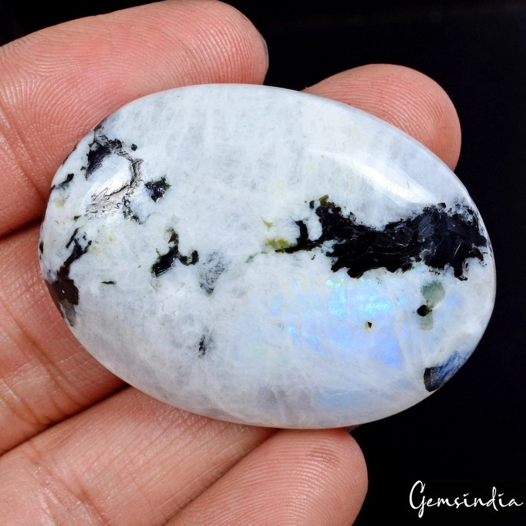 118.70 Ct Natural Untreated Blue Shine Oval Cab Moonstone Loose Gems For Pendant