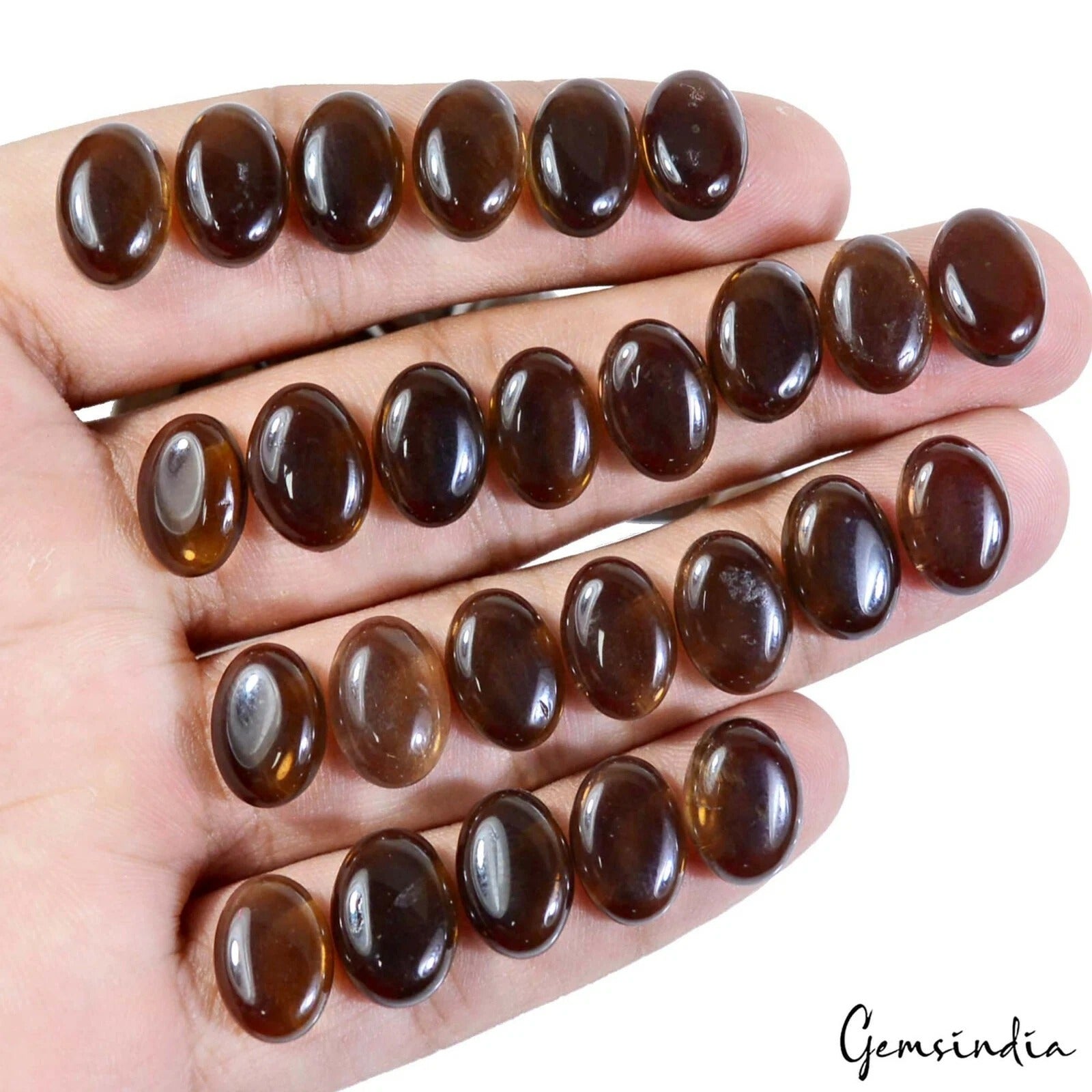 Smoky Quartz Lot, Cabochon, Untreated — 40 Pieces, 12x8mm, 173.60 Ct