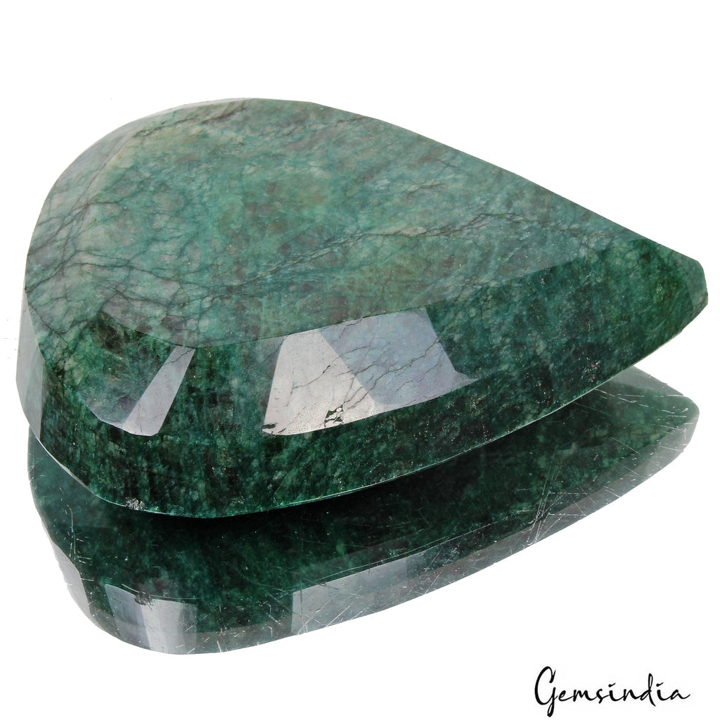 2950 Ct Natural Green Zambian Emerald Pear Faceted Cut Huge Earth Mined Gemstone