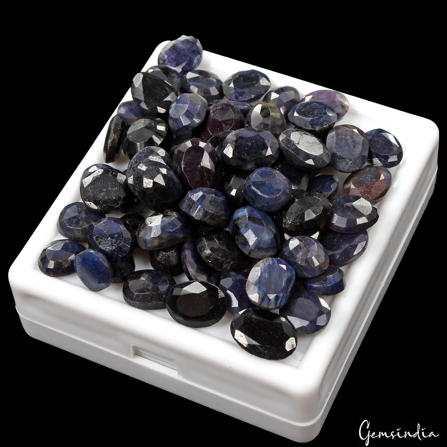 Blue Sapphire Lot, Loose Gemstone, Color Enhanced — 70 Pieces, 8mm to 12mm, 246.00 Ct